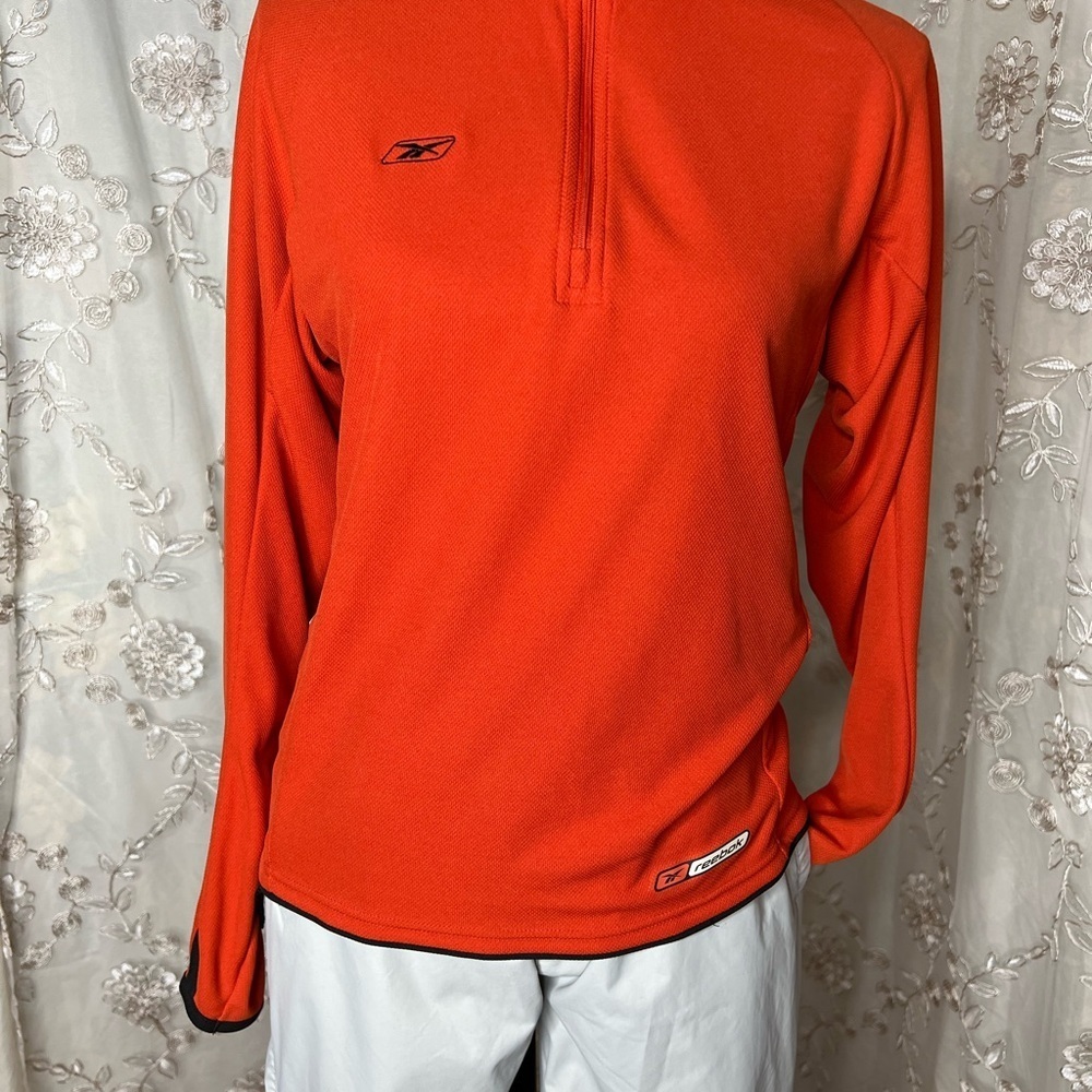 Reebok sz S, orange, half zipper, pullover shirt.  - Picture 9 of 11